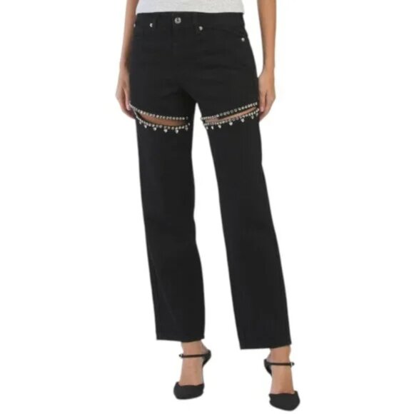 Torn by Ronny Kobo Black Jewel Rhinestone Jeans - NWT - Size 27 - Taylor Famous! - Picture 1 of 4